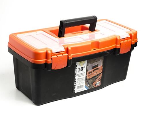 CAJA PLÁSTICA P/HERRAMIENTAS SILVER SHADOW C/BAND. Y GAV. 16