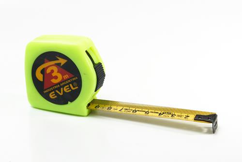 CINTA MÉTRICA EVEL ART.503 DE 3M. CON ENGANCHE Y FRENO (FLEJE DE 16 MM.)