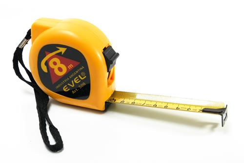 CINTA MÉTRICA EVEL ART.508 DE 8M. CON ENGANCHE Y FRENO (FLEJE DE 25 MM.)