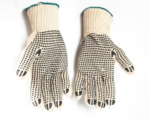GUANTE TEJIDO DE ALGODÓN BLANCO PALMA MOTEADA (EL PAR)
