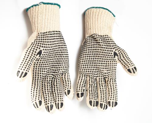 GUANTE TEJIDO DE ALGODÓN BLANCO PALMA MOTEADA (EL PAR)