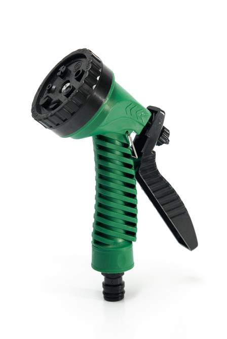 LANZA PLÁSTICA PARA RIEGO TIPO PISTOLA 7 FUNCIONES P/ACOPLE RÁPIDO (O.CHINA)