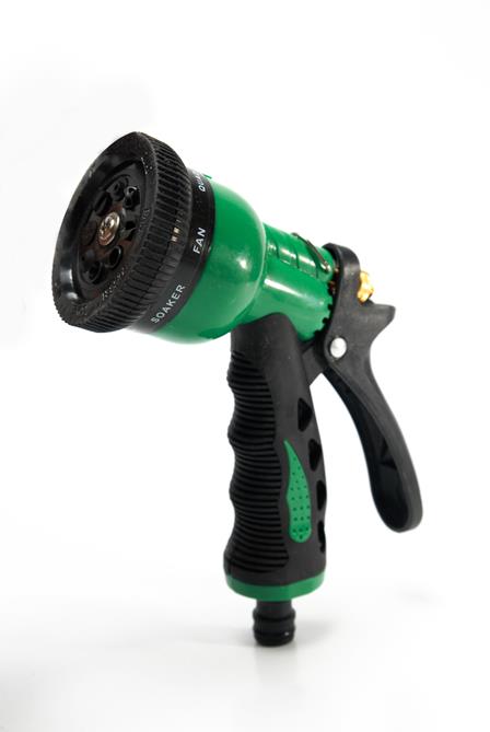 LANZA PLÁSTICA PARA RIEGO TIPO PISTOLA 8 FUNCIONES P/ACOPLE RÁPIDO (O.CHINA)