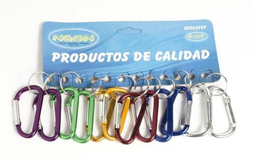 MOSQUETON PARA LLAVERO DE 6 CM. ALUMINIO COLOR