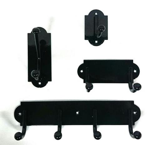 PERCHA DE HIERRO DE 4 GANCHOS HORIZONTAL EPOXI NEGRA