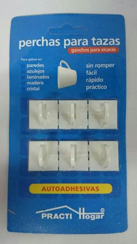 PERCHA AUTOADH. PRACTIHOGAR DIFERENTE SURTIDA (DISPLAY X 16 U.)