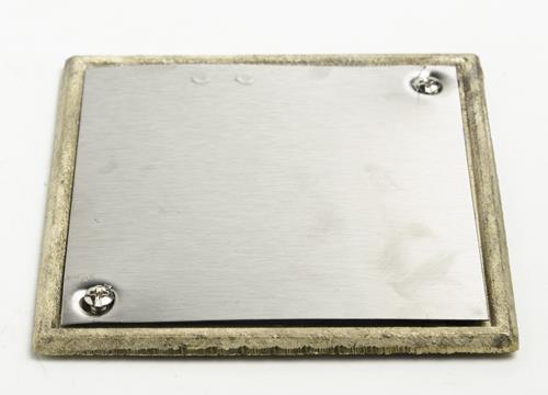 REJILLA DE ACERO INOX. CON MARCO CIEGA DE 10 X 10 CM.