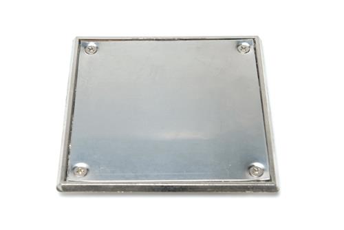 REJILLA CASAL DE ACERO INOX. CON MARCO CIEGA DE 10 X 10 CM.