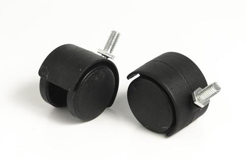 RUEDA GIRATORIA DOBLE DE PLÁSTICO DE 40 MM. CON ROSCA TT (O. CHINA)