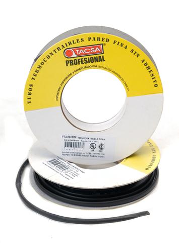 TERMOCONTRAÍBLE PARED FINA TACSA NEGRO DE 3/8 (BOBINA X 10 M.)