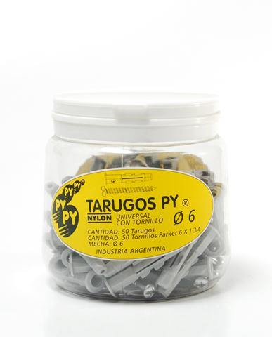 TARUGO DE NYLON PY DE 6 MM. UNIVERSAL C/TORN.(FRASCO TRANSP.X 50U.)