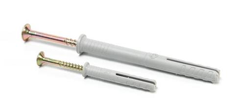 TARUGO DE NYLON PY CON CLAVO-TORNILLO DE 6 X 40 MM. (CAJA X 25 U.)